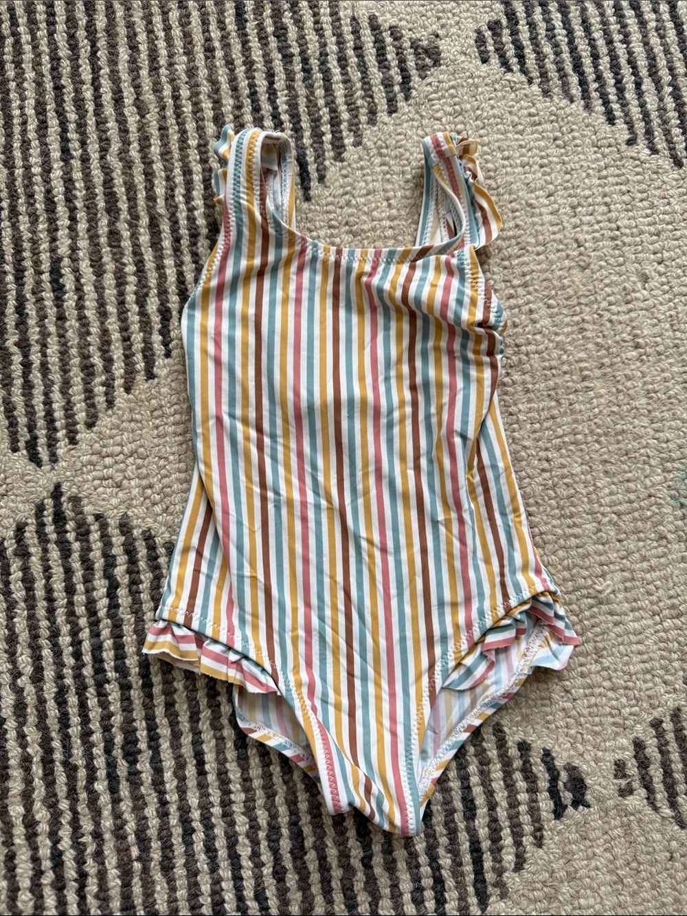 Zara Kids Striped One-Piece Swimsuit in Pink, Yellow, Blue, Green, Brown